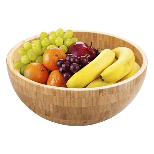 

japanese style round wooden bowl soup salad noodle rice fruit container -proof holder children bamboo large mask bowls
