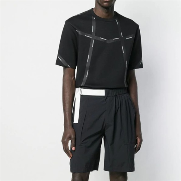 

men's shorts slim version splicing black and white collision color summer youth fashion city series, White;black