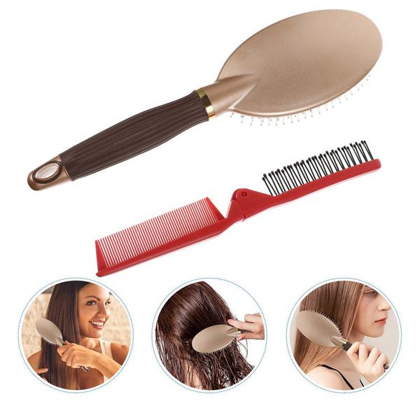 

hair brushes 2pcs boar detangling brush foldable comb, Silver
