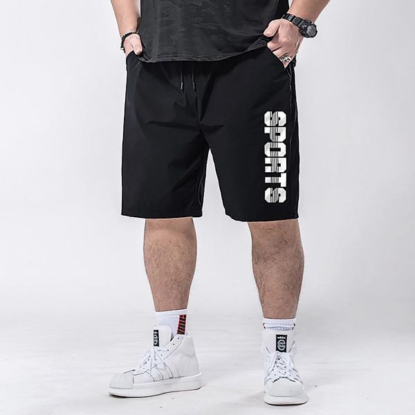 

men's shorts summer casual men elastic waist pants plus size 6xl 7xl sports printed man loose big 80-140kg, White;black