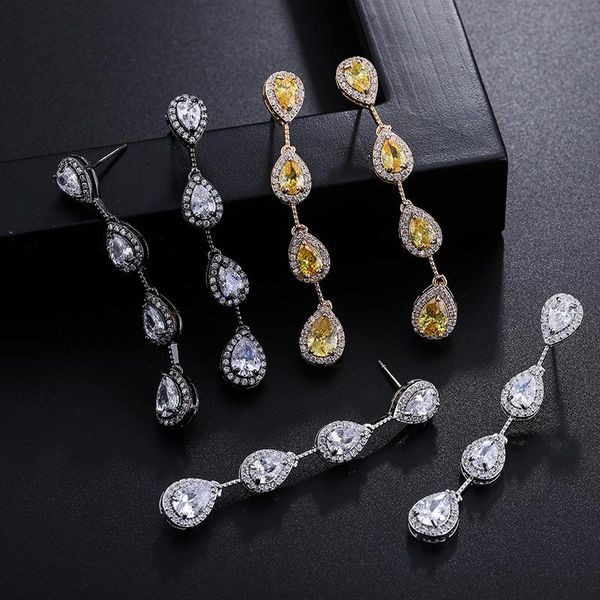 

dangle & chandelier long european and american shiny drop earrings women's simple beautiful exquisite fashion factory, Silver