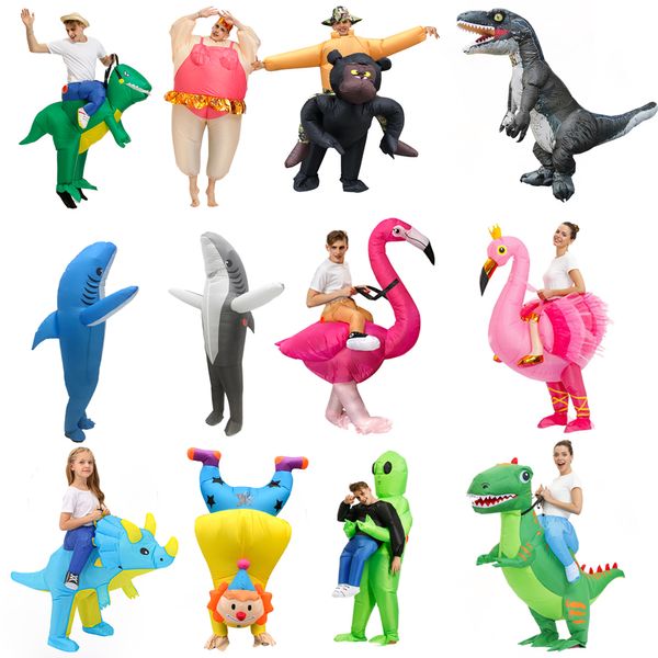 Costume da bambola mascotte Costumi gonfiabili per adulti Holloween Animali Alien Flamingo Dinosauro T-Rex Disfraz Divertente gioco di ruolo per feste Abito da sposa