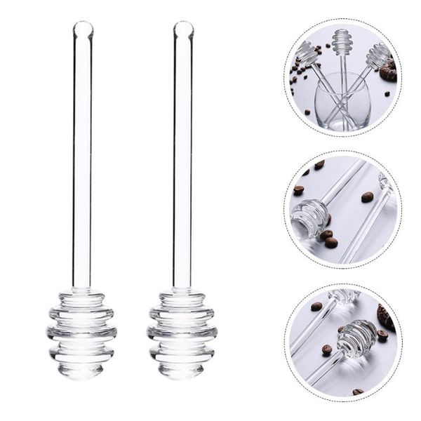 

spoons 4pcs practical honey stirrings glass dippers spoon rods (transparent)