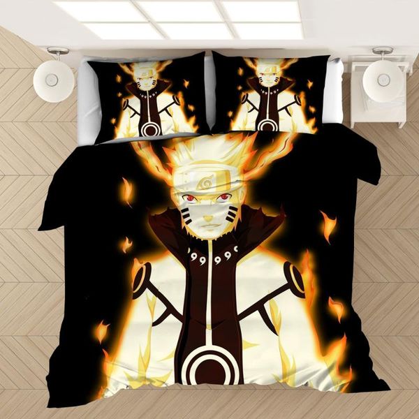 

bedding sets anime 3d print japanese naruto comforter set duvet covers pillowcases home textile luxury cartoon  king size kids