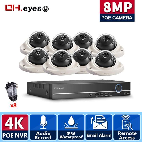 

wireless camera kits oh.eyes 8ch 4k nvr 8mp dome poe ip home/outdoor onvif h.265 security systems kit cctv video surveillance xmeye
