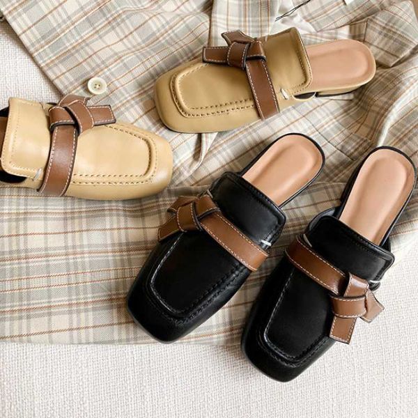 

slippers sandals fashion women's shoes 2021 spring and summer soft leather comfortable sandals zly, Black