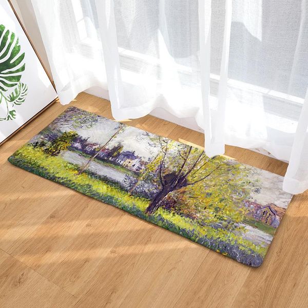 

bath mats oil painting kitchen mat long strip bedroom entrance doormat home floor decor living room carpet non-slip rug
