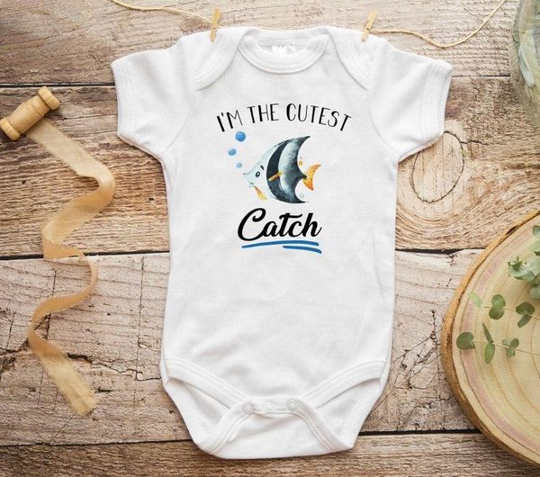 

rompers read the full title i' cutest catch bodysuit cute fish baby girl clothes funny gift animal birthday, Blue