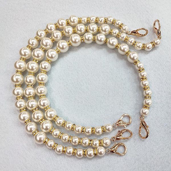 

bag parts & accessories 2.5cm pearl chain portable messenger diy short belt handbags for women ornament, Black