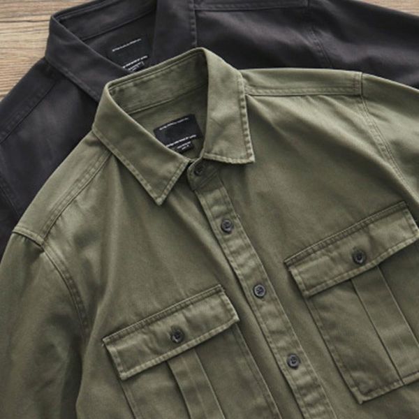 

men's casual shirts solid men spring&autumn long sleeve classic high quailty clothing pockets decoration man shirt, White;black