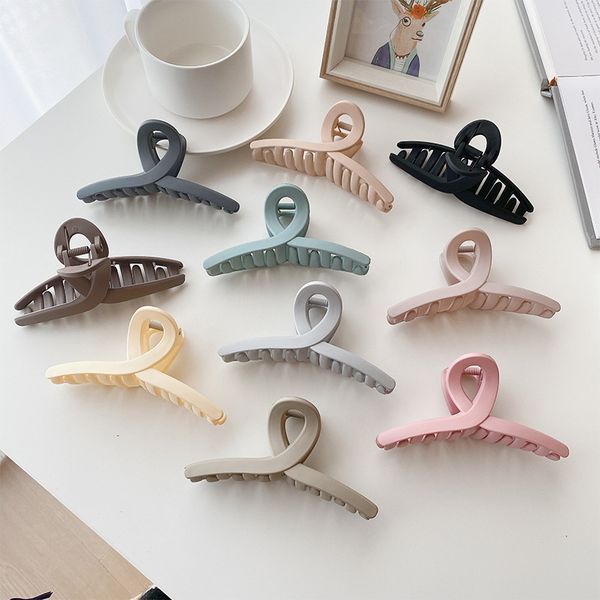 

yamog korean resin cross frosted hair clamps women large plastic pure color claw clips female wash shower scrunchies headdress hairpins acce, Slivery;golden