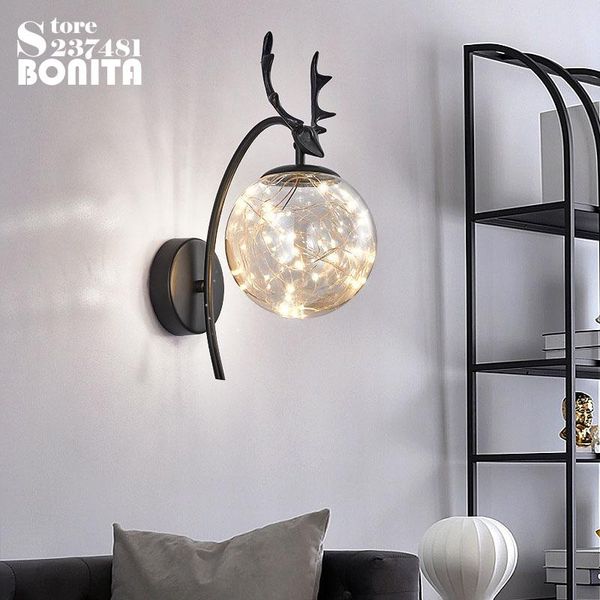 

wall lamp antlers lights for home nordic gypsophila sconces lamps led glass light fireworks