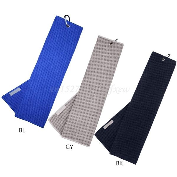 

golf towel 12"Ã20" folded microfiber waffle with carabiner clip for sports running yoga training aids