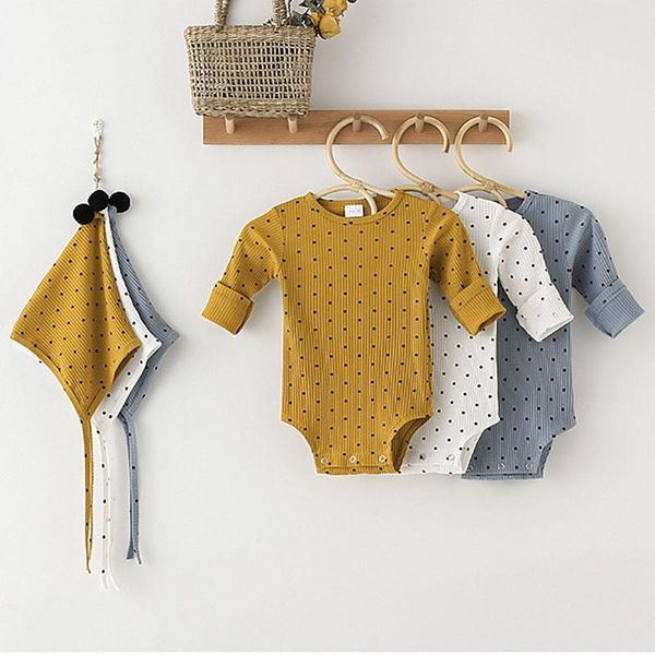 

jumpsuits baby boy girl rompers with hat polka dot summer cotton romper full sleeves born for clothes, Blue