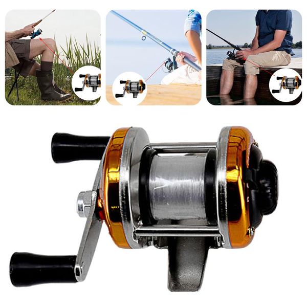 

baitcasting reels mini winter ice fishing reel double rocker bait casting gold blue smooth handle high braking strength