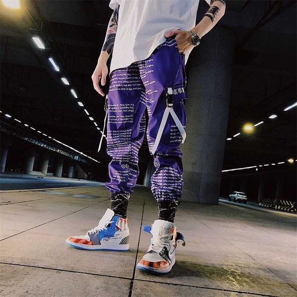 

color block pocket patchwork cargo joggers men graffiti hip hop letter print harem pants mens casual dance trousers sweatpants 210930, Black