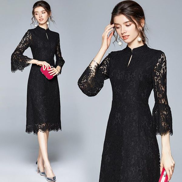 

casual dresses elegant lace luxury prom gown classic long robes vestido de festa party dress, Black;gray