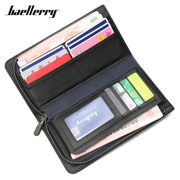 

wallets baellerry brand long men wallet zipper soft synthetic leather card holder male clutch brown man purse, Red;black