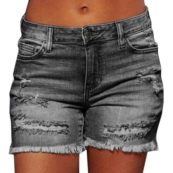 

women shorts high waist distressed ripped denim clothing jeans summer women's, Blue
