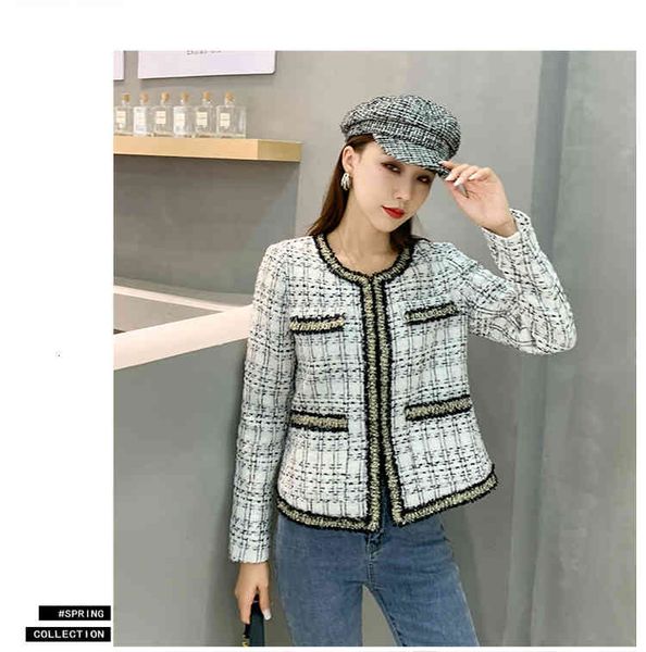 

two piece dress zawfl - women's small round neck retail jacket, korean tweed fashion jacket 2021, White
