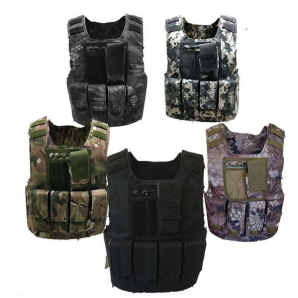

hunting jackets kids camouflage tactical vests military uniforms combat armor army soldier equipment special forces cosplay cost, Camo;black