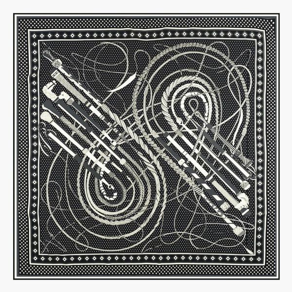 

scarves 90cm horsewhip scarf hand rolled edges luxury twill 100% silk women hijab square foulard shawl design neckerchief, Blue;gray