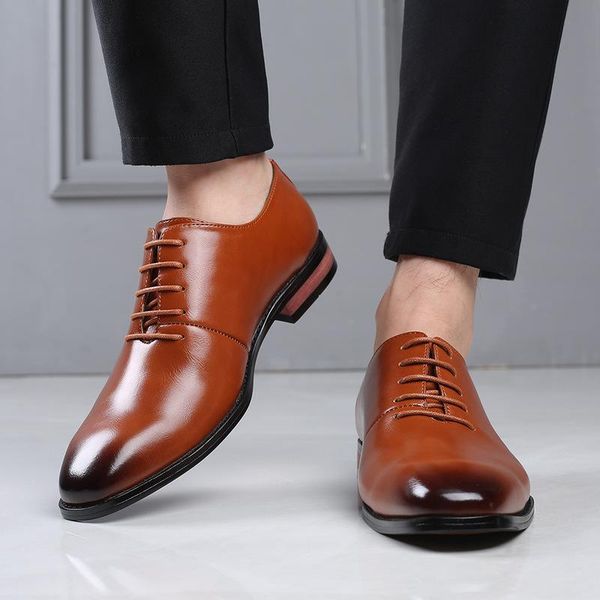 

dress shoes men male man formal plus size vintage pu leather mens business driving zapatos de hombres personlizar m0785, Black