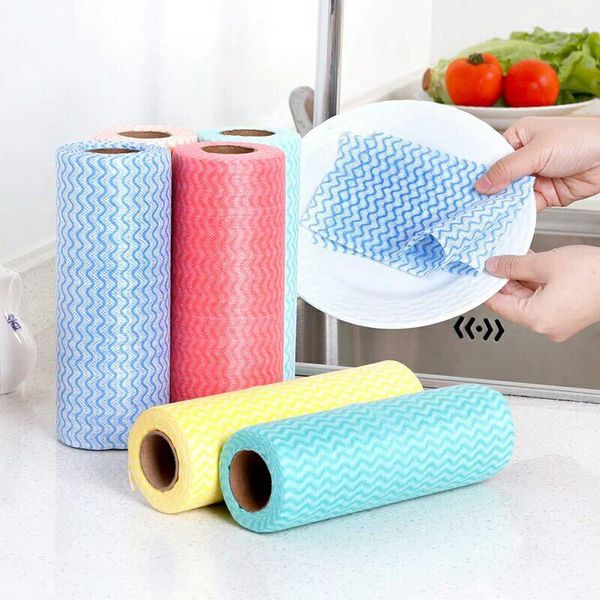 

non-woven kitchen paper towel washable oil-disposable dishcloth a roll dry wet household for home and restaurant