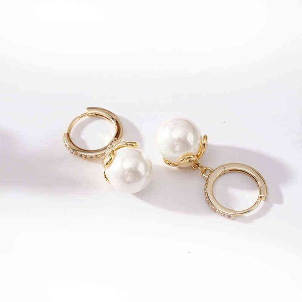

korean autumn earrings temperament celebrity wind pearl earrings gentle, Golden