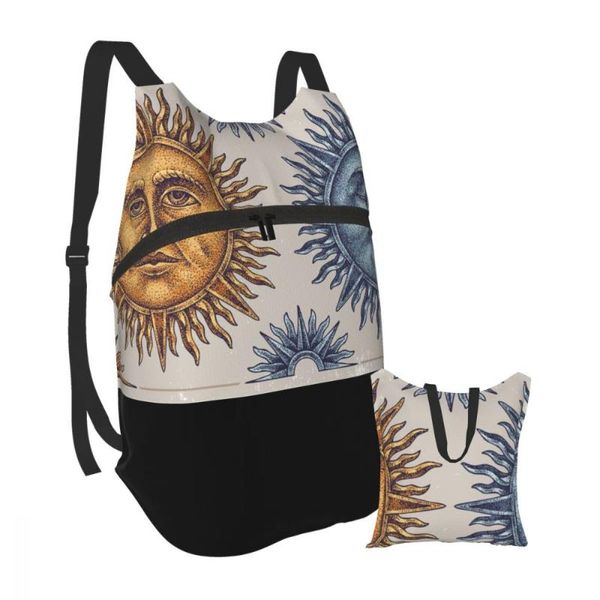 

backpack foldable waterproof travel men bag vintage sun and moon