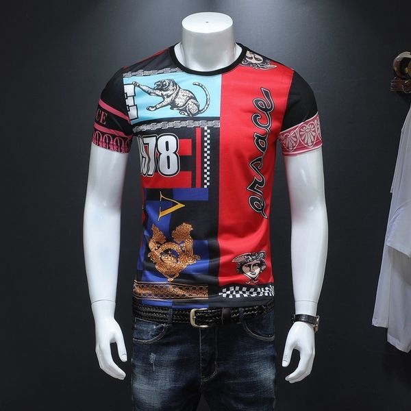 

fashion t shirts men's short sleeve digital printing 2021 summer half, White;black