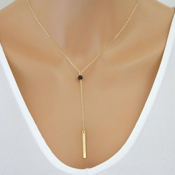 

chains fashion boho long thread tassel pendant necklace gold color metal chain women volcanic stone jewelry bohemian, Silver