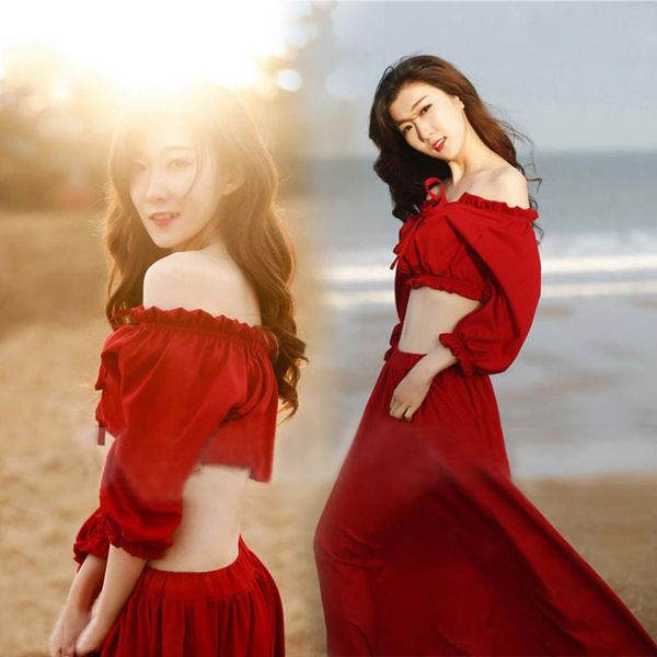 

women pregnants pography maternity long sleeves off shoulder solid dress dresses, White