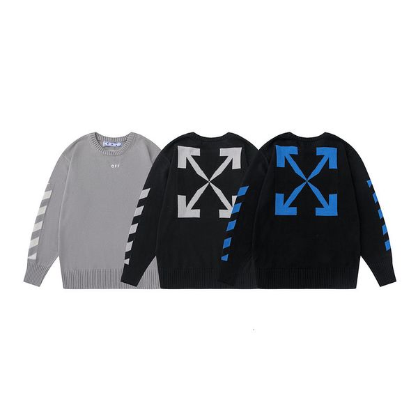 

21ss fashion arrow printed kirin arm men's and women's round neck pullover sweater, Black