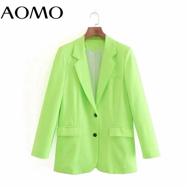 

women's suits & blazers aomo women vintage green blazer female long sleeve elegant jacket ladies formal 2j56a, White;black