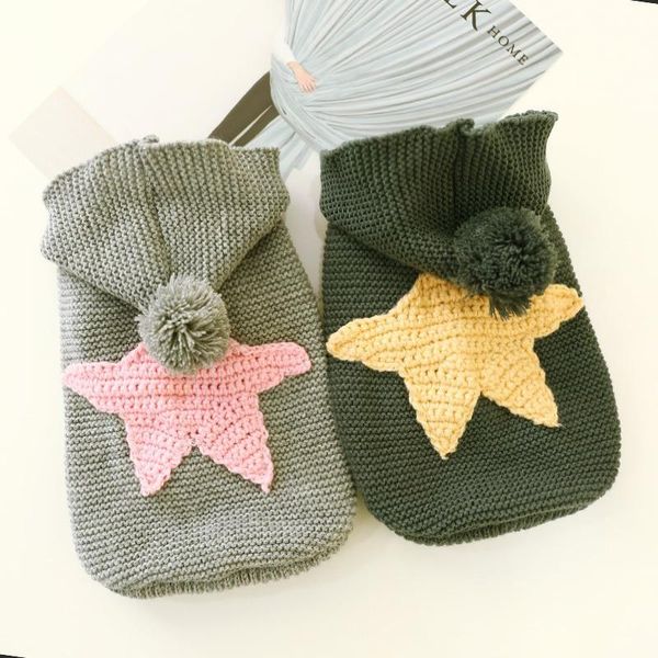 

dog apparel puppy winter sweater pet cat teddy knitted hooded coats warm clothes