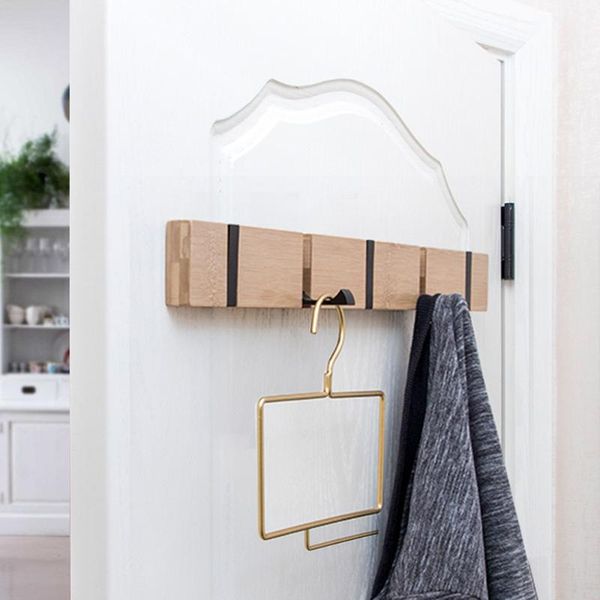 

multi-purpose wall mounted paste sealed storage hook wood hanger car key clothes rack hooks saving space household bath accessory set