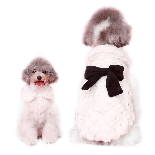 

dog apparel pet puppy winter clothes sweaters overcoat small cat elegant luxury fur bowknot chihuahua supplies