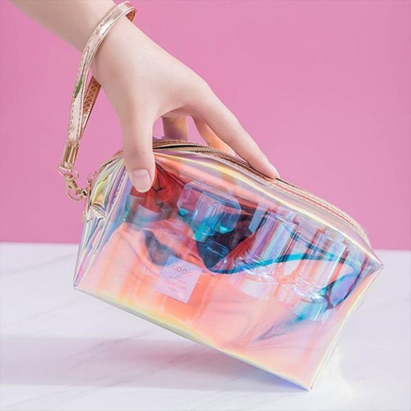 

fashion pvc cosmetic portable bag wash large capacity box storage makeup