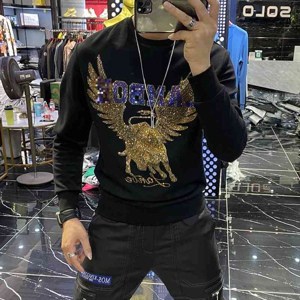 

eagle diamond sweater men's luxury casual pullover homme long sleeve warm men knitted pullovers slim fit men clothing 210527, White;black