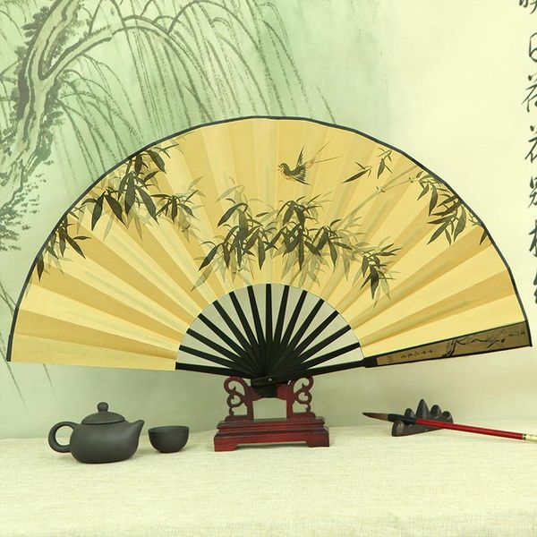 

other home decor imitation ebony folding fan male chinese style ventilador calligraphy hand painted cloth ventilateur portable dance props