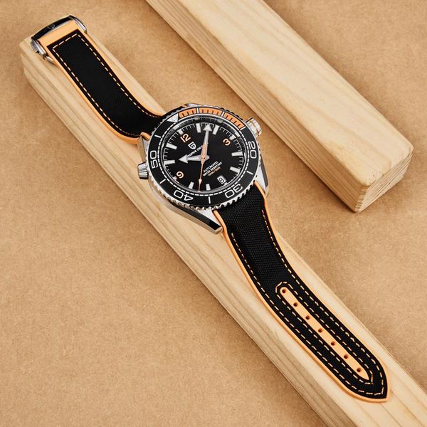 

wristwatches brand pagani design men's watch ceramic bezel luxury sapphire glass automatic sports waterproof mechanical wristwatch, Slivery;brown