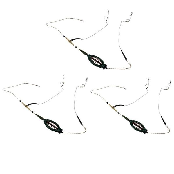 

3pcs fishing baits cage with 2 line hooks carp feeder accessories 50g 60g 70g