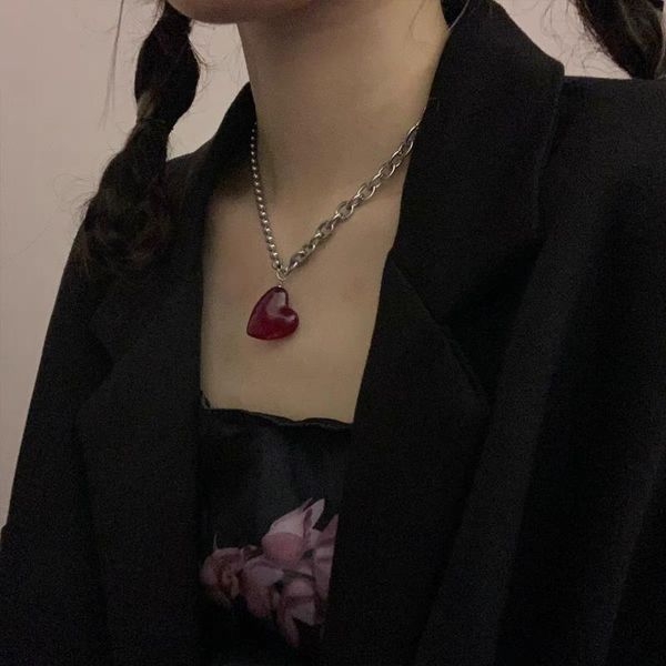 

chains love pendant chain splicing gothic style men choker necklaces for women punk women's neck cool stuff goth vintage, Silver