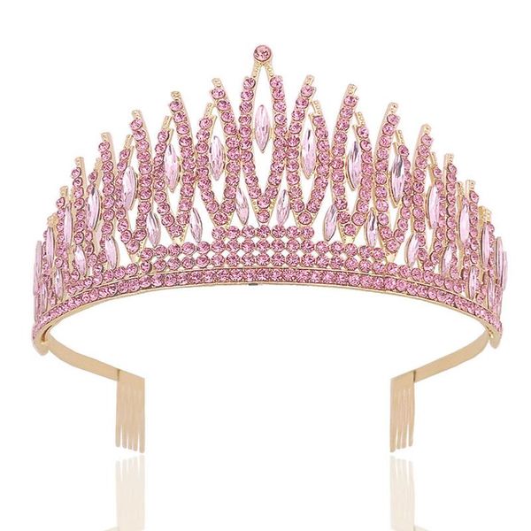 

hair clips & barrettes bridal crown headwear wedding birthday headdress pink rhinestones retro luxury accessories for female ll@17, Golden;silver