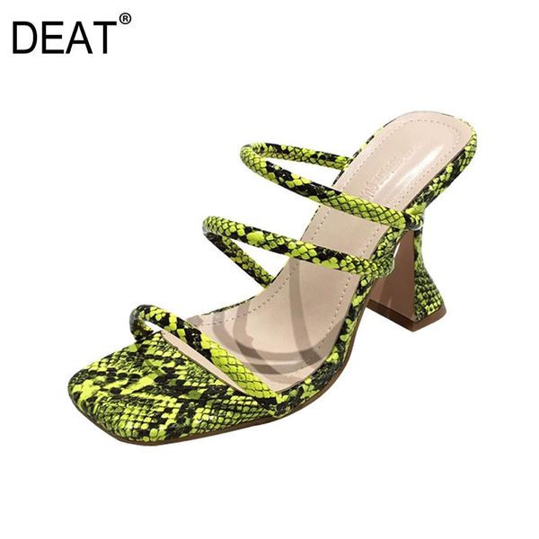 

slippers [deat] 2021 spring summer square toe shallow western style snake pattern narrow band women shoes fashion 10g705, Black