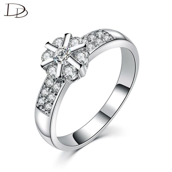 

wedding rings charming sliver six claw rhinestone jewelry engagement for women aneis bague dd033, Slivery;golden