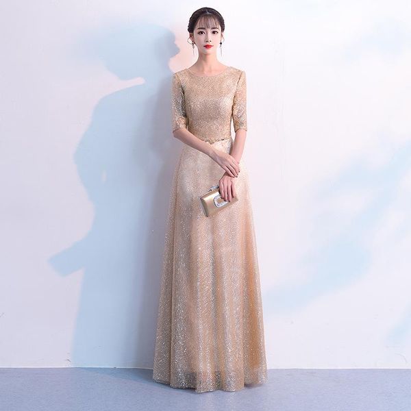 

gold exquisite appliques sequins trim banquet gown office lady floor-length a-line dresses elegant formal party dress xs-xxl ethnic clothing, Red