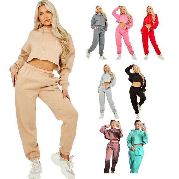 

women's tracksuits 2021 fashion hooded sports training suit two-piece, Gray