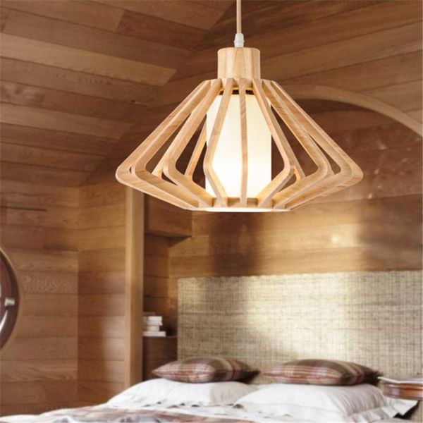 Lâmpadas pendentes de madeira de madeira led de madeira vintage iluminação restaurante de iluminação de varanda decoração de cozinha móveis de sala de jantar